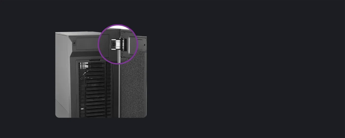 Reversible steel front door demonstrating multi-angle hinge and magnetic latch system