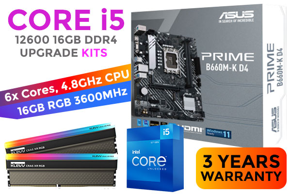 Core i5 12600 PRIME B660M-K D4 16GB RGB 3600MHz Upgrade Kit | Evetech