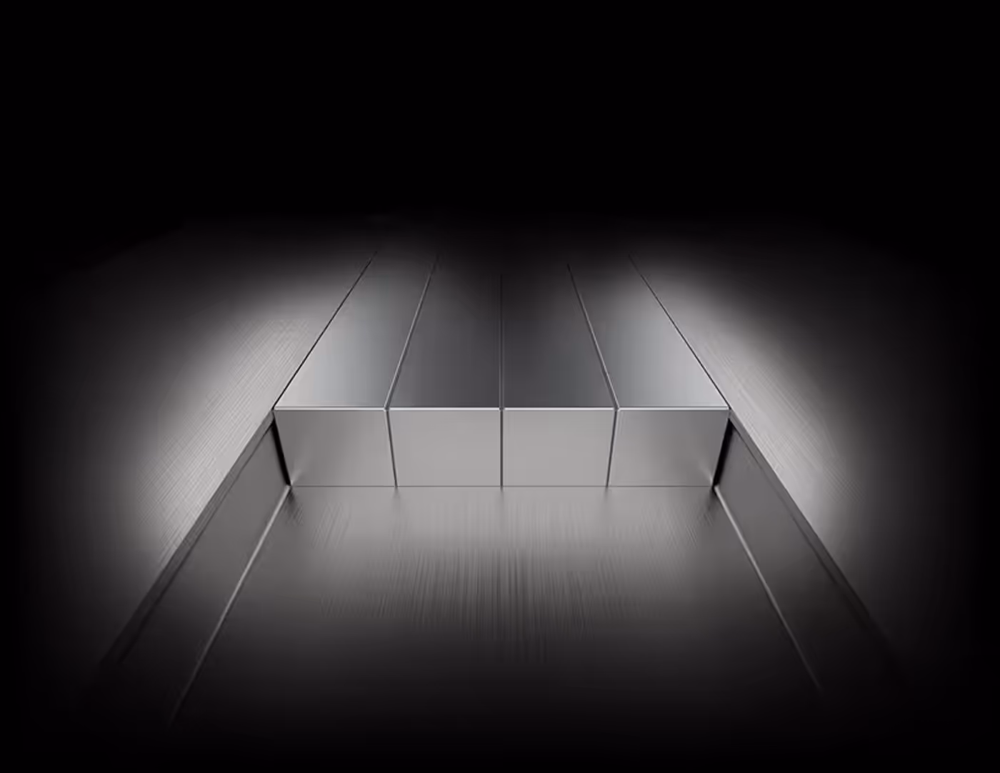 Precision-machined Core Pipes spreading heat across the length of the cooling heatsink structure