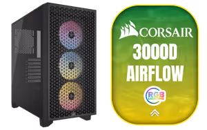 CORSAIR 3000D RGB AIRFLOW Mid-Tower PC Case Black CORSAIR 3000D RGB AIRFLOW Mid-Tower PC Case Black - Image 1