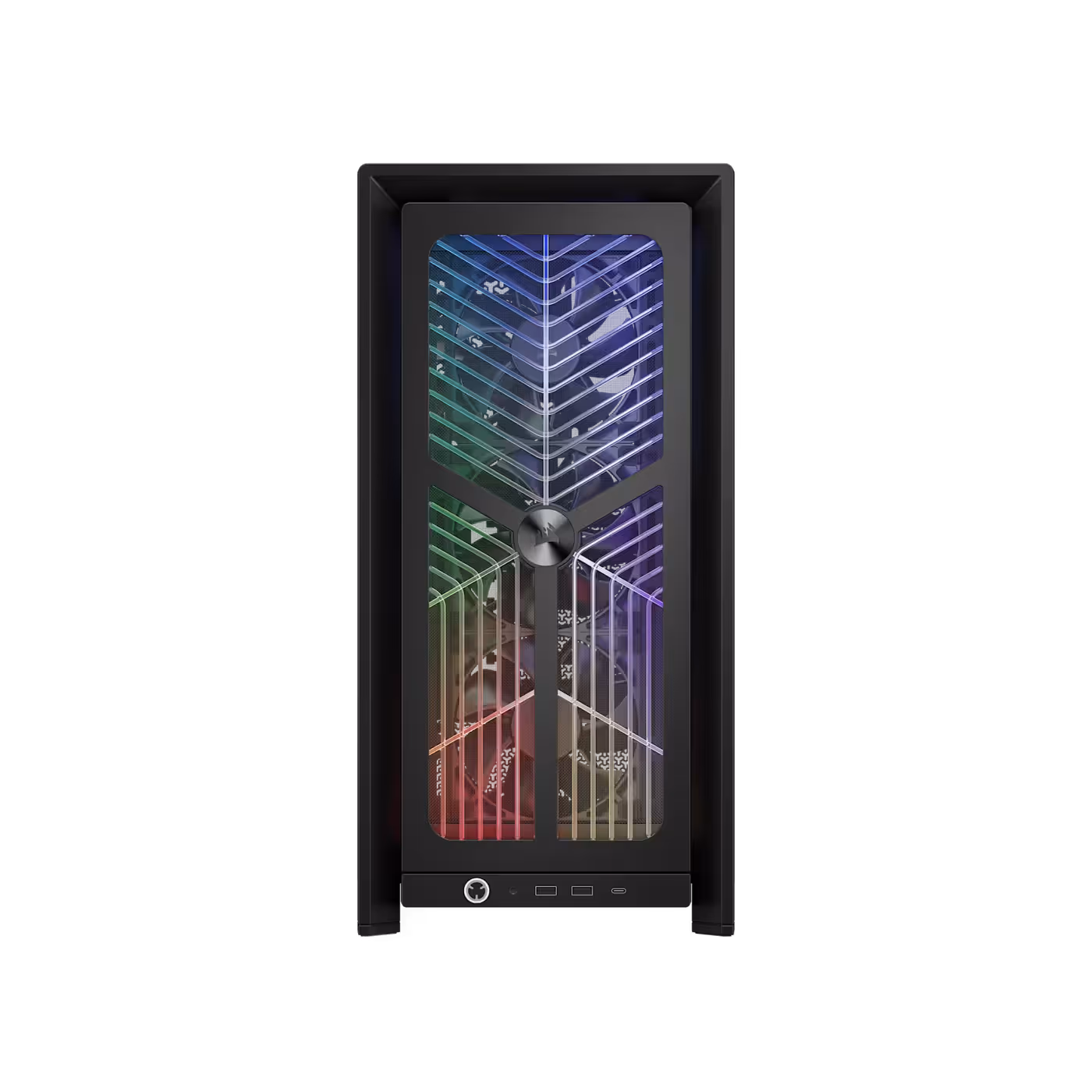 Front view of the CORSAIR FRAME 4000X RS mid-tower chassis