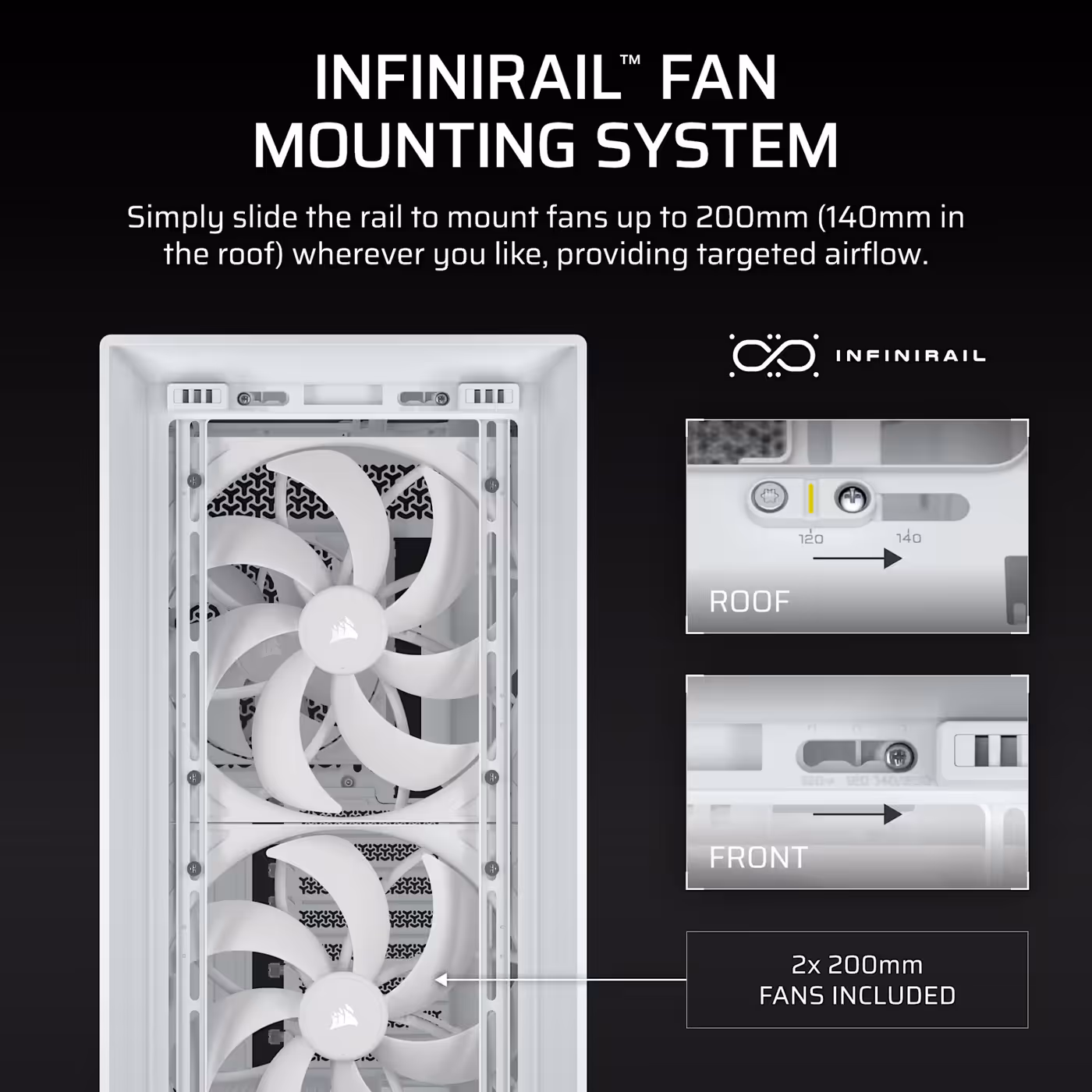 Two 200mm intake fans mounted behind the wood front panel of the FRAME 5000D WOOD RS