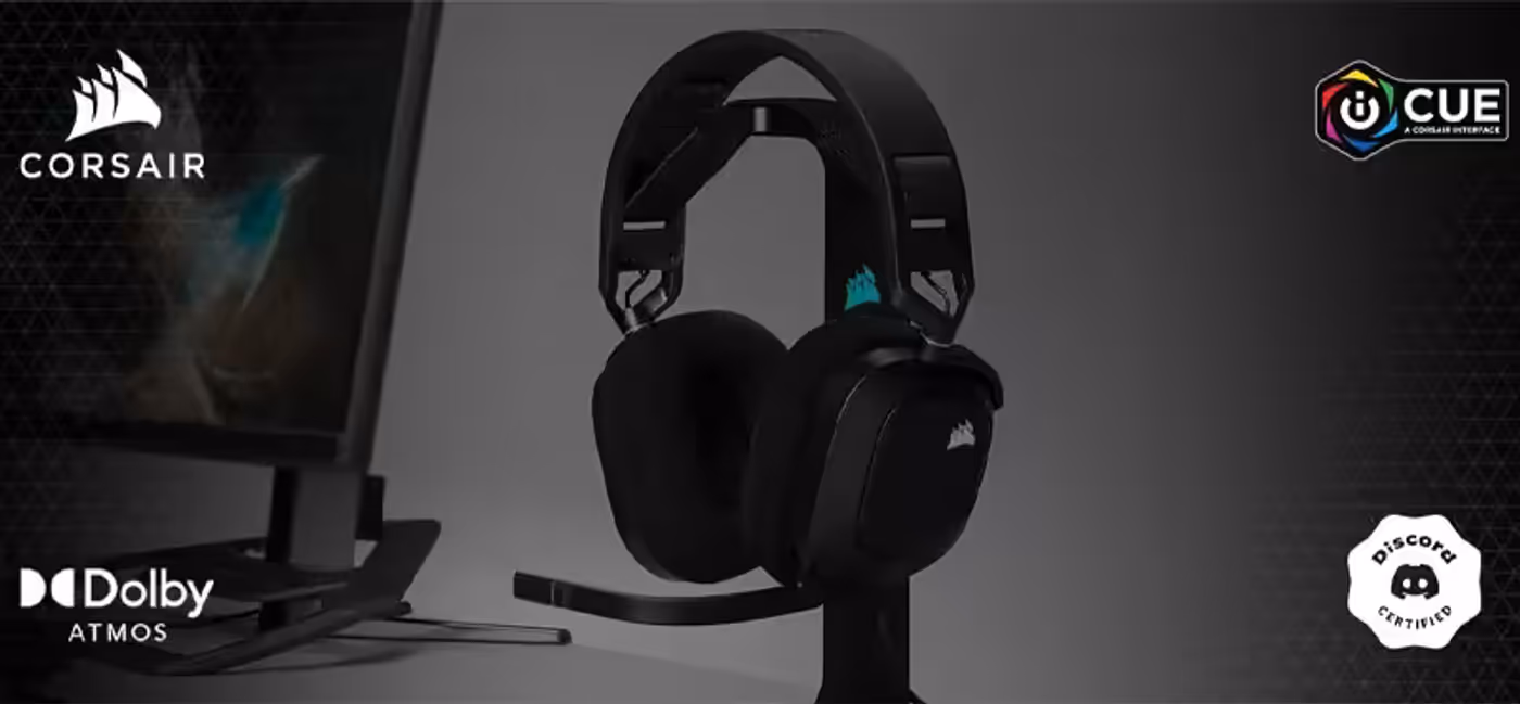 Corsair HS80 USB wired gaming headset with comfortable RGB gaming design