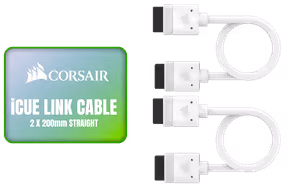 Corsair iCUE Link 2 x 200mm Straight Cable White - Image 1