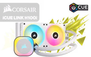CORSAIR iCUE Link H100i RGB AIO Liquid CPU Cooler - White - Image 1
