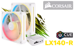 Corsair iCUE LINK LX140-R RGB 140mm PWM Reverse Dual Fan Kit White - Image 1