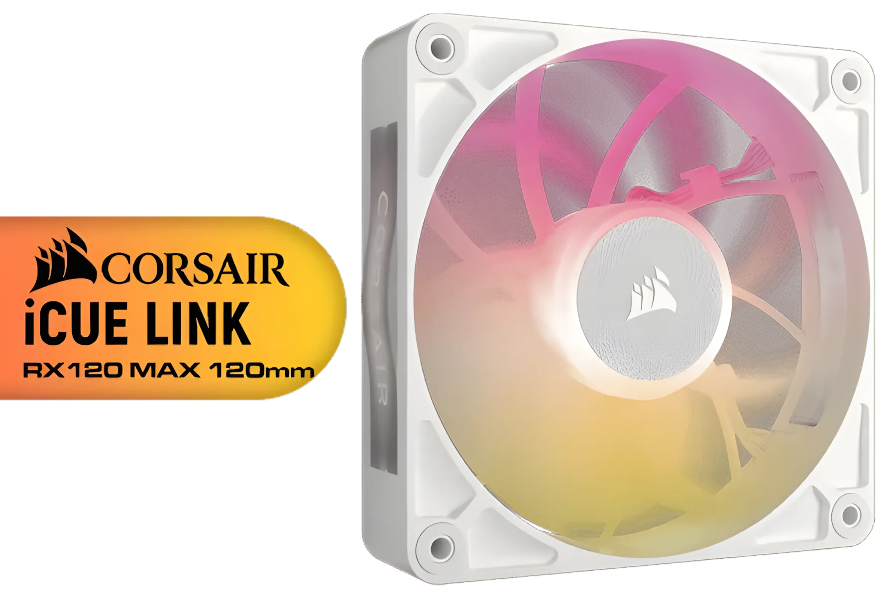 thumbnail image 2 of CORSAIR ICUE Link RX120 RGB 120mm PWM Fan 3-Pack (White) - With Magnetic Dome Bearing & System Hub 2 of 12