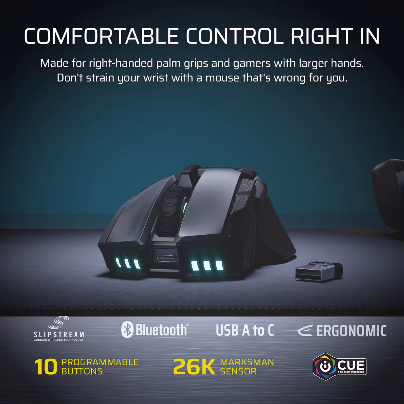 Close-up of the textured side grips on the IRONCLAW WIRELESS SE