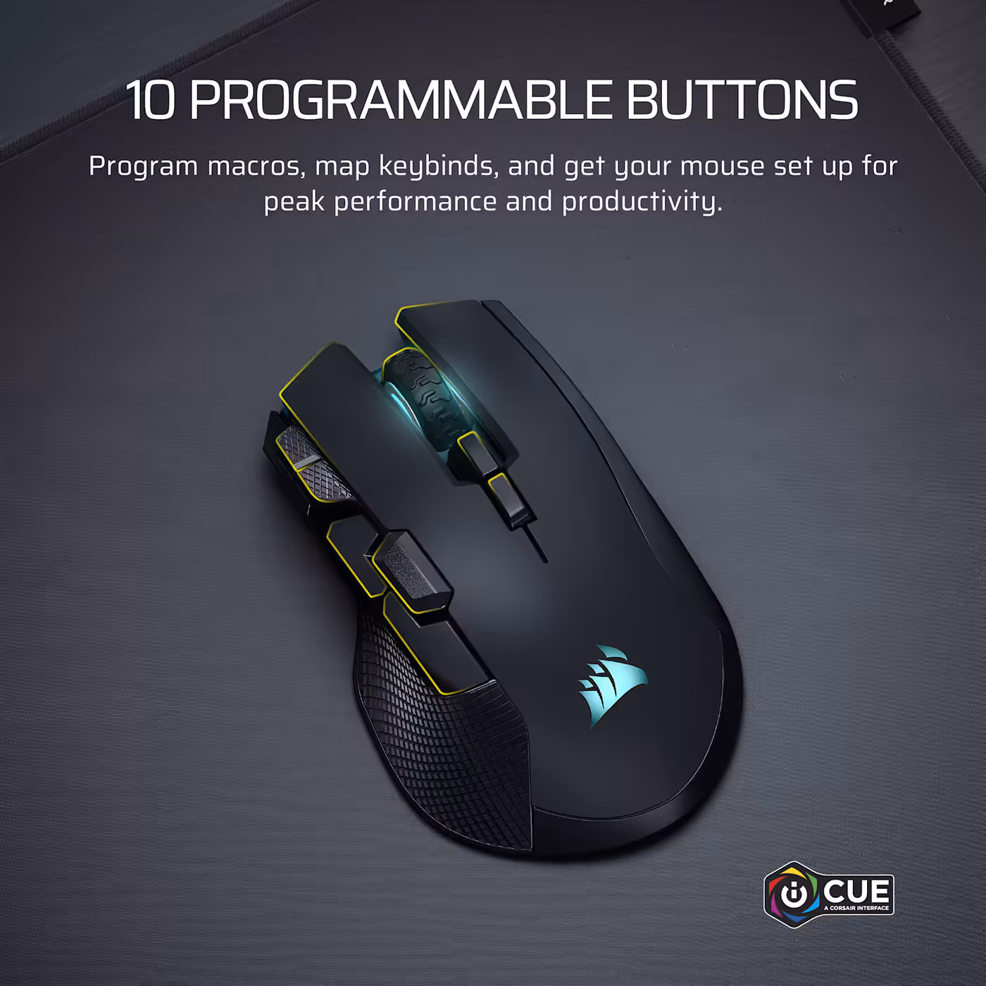 The IRONCLAW WIRELESS SE with its ten programmable buttons highlighted