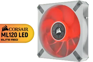 CORSAIR ML120 LED Elite 120mm Red LED White Frame Fan - image 1