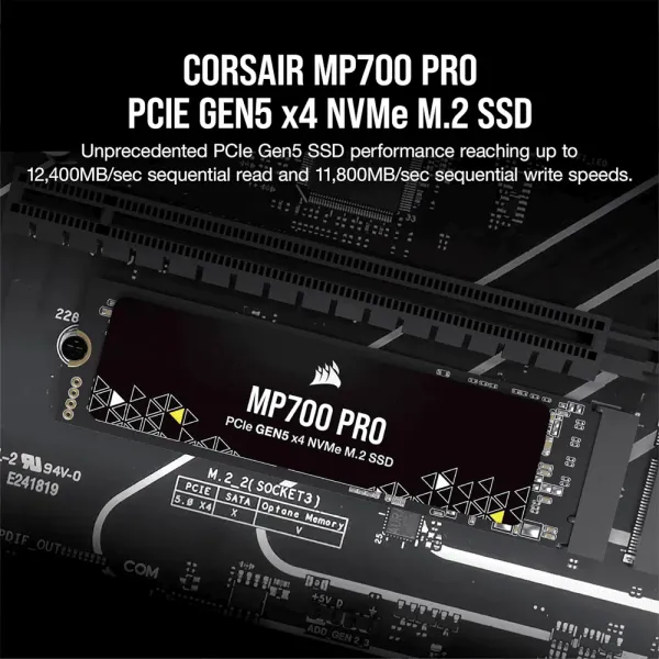 Corsair MP700 Pro 2TB NVMe PCIe Gen5 4 M.2 SSD - High-Speed