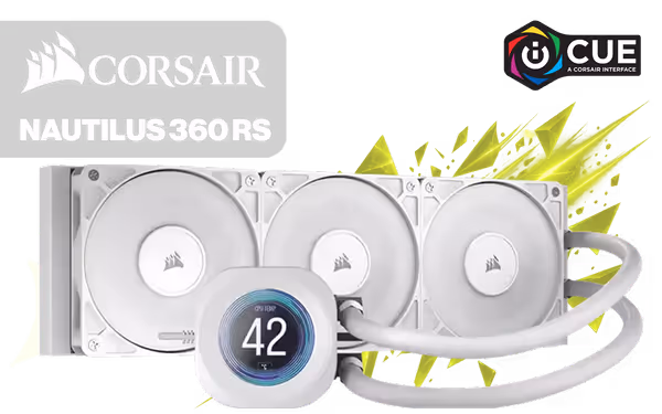 Corsair Nautilus 360 RS LCD — 360mm White AIO Cooler - image 1 Corsair Nautilus 360 RS LCD — 360mm White AIO Cooler - image 1