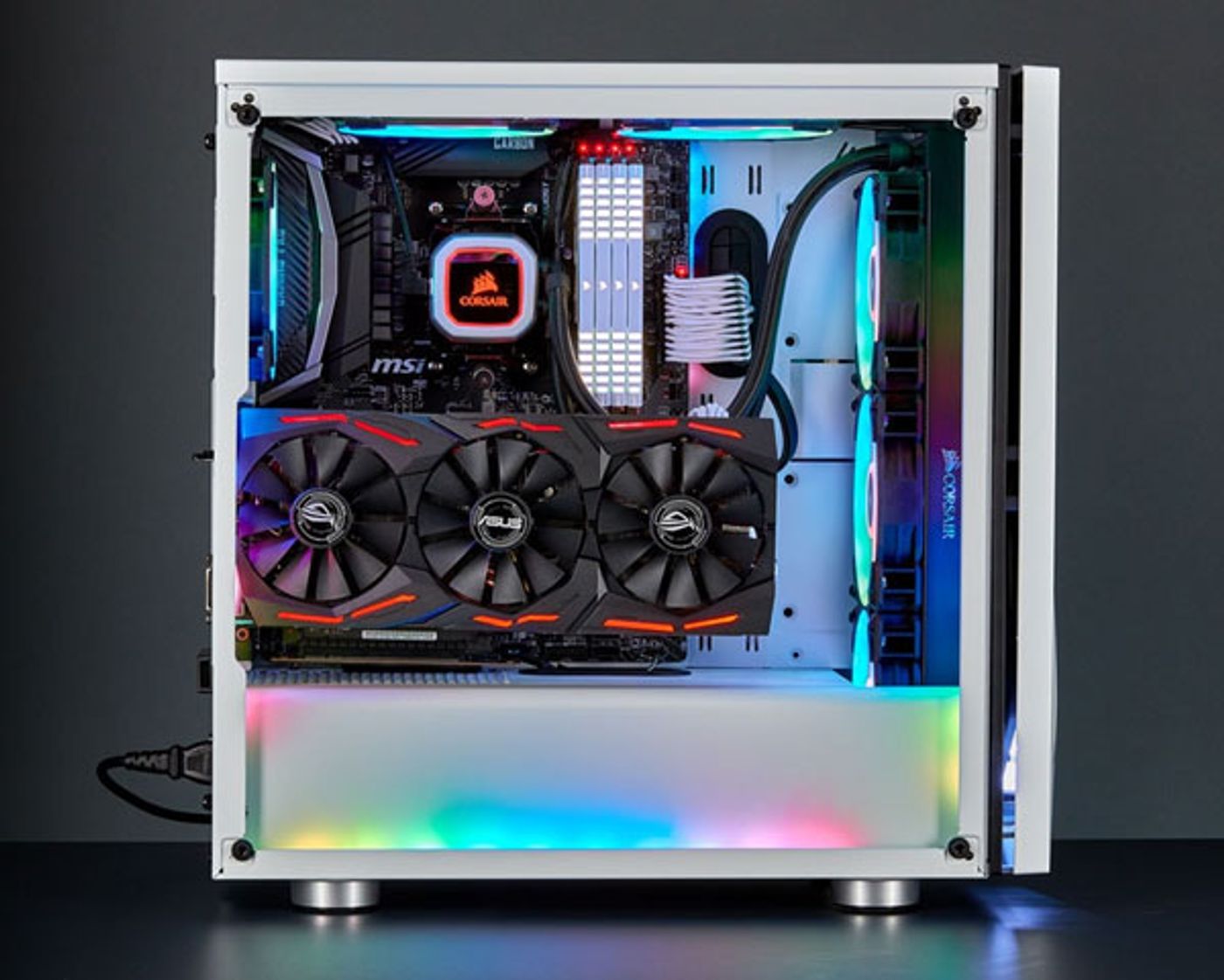CORSAIR Premium PCIe extension cable laid flat showing its banded construction