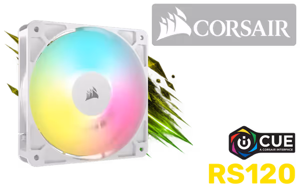 Corsair RS120 ARGB 120mm PWM Fan — White, Daisy‑chainable - image 1 Corsair RS120 ARGB 120mm PWM Fan — White, Daisy‑chainable - image 1