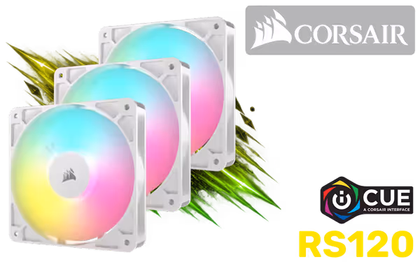 Corsair RS120 ARGB 120mm PWM Fans — Triple Pack White - image 1 Corsair RS120 ARGB 120mm PWM Fans — Triple Pack White - image 1