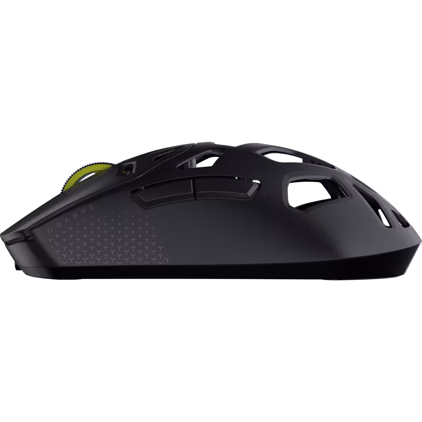 Side view of the SABRE v2 PRO WIRELESS MG showing the shell profile