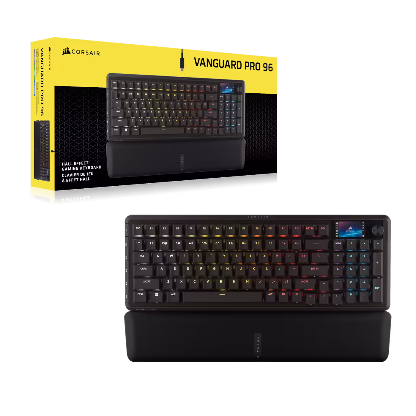 VANGUARD PRO 96 retail box shown next to the keyboard and magnetic palm rest