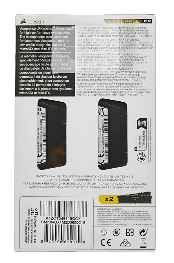 Corsair Vengeance LPX 64GB 3600MHz DDR4 Memory - High Performance