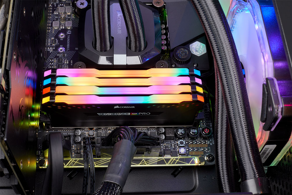 Corsair VENGEANCE RGB 3200MHz 64GB(16×4) VENGEANCE® RGB PRO 64GB (4 x 16GB) DDR4 DRAM 3200MHz C16 Memory