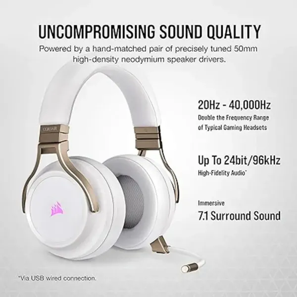 Corsair VIRTUOSO RGB Wireless Gaming Headset - Pearl | Exceptional