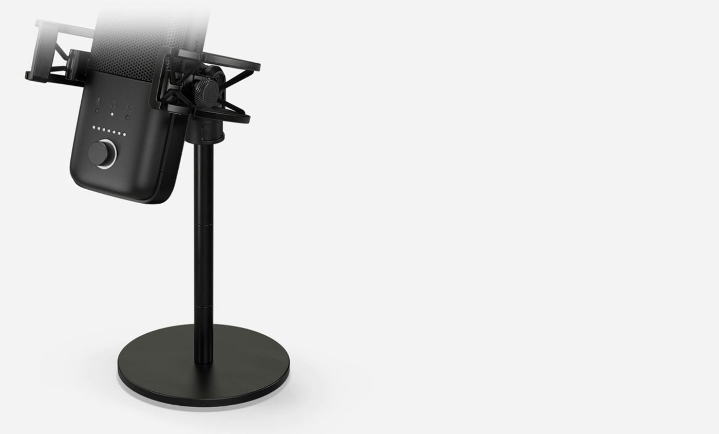 Corsair Wave extension rod as part of a streaming desk microphone setup