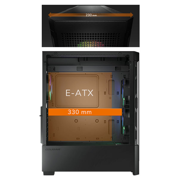 Interior Space of Duoface RGB Gaming Case