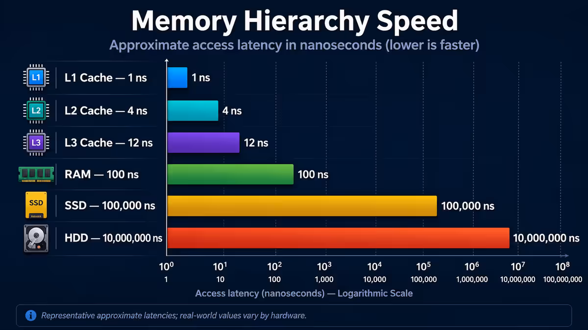 Memory hierarchy speed chart