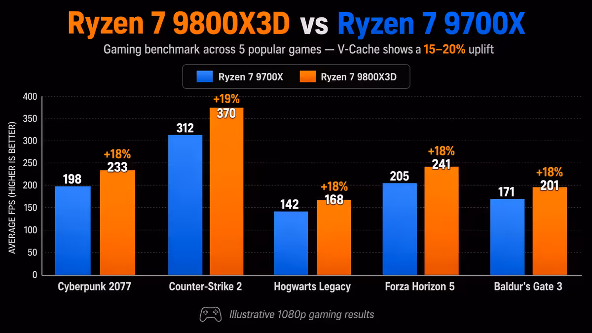 9800X3D vs 9700X gaming benchmark