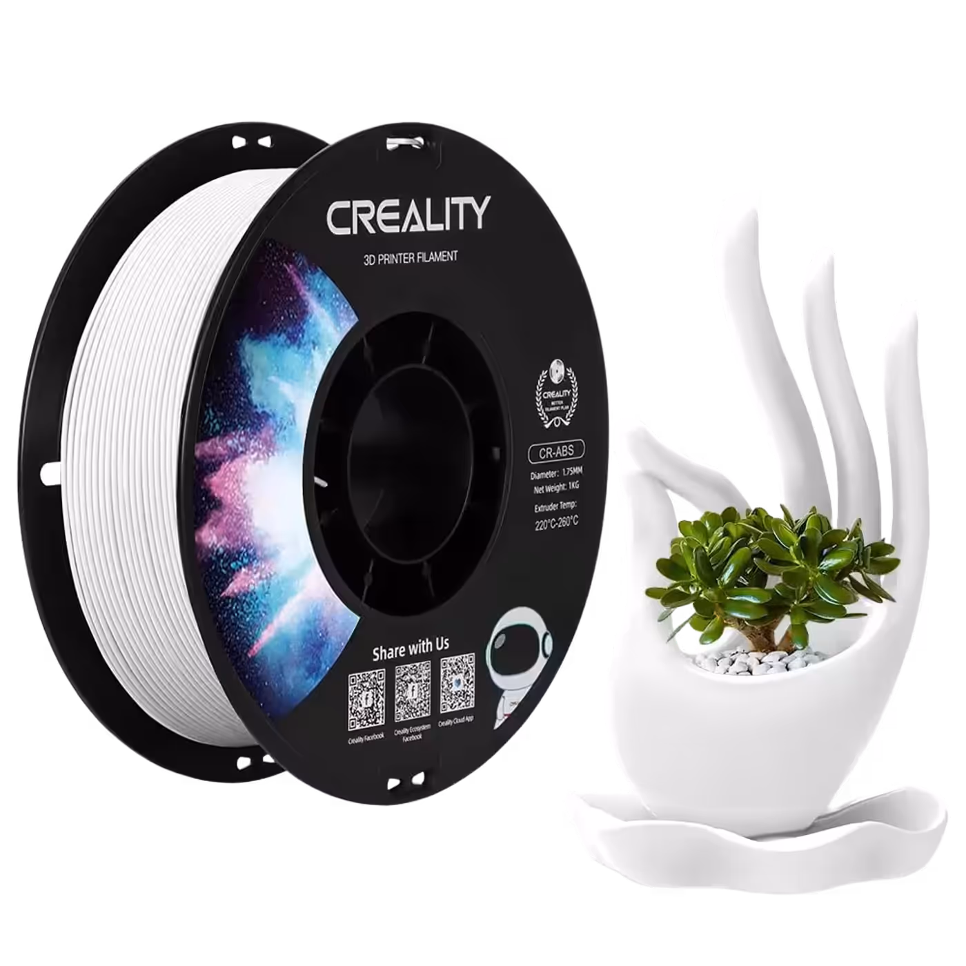 Creality CR-ABS White 1kg 3D printer filament spool for functional prints