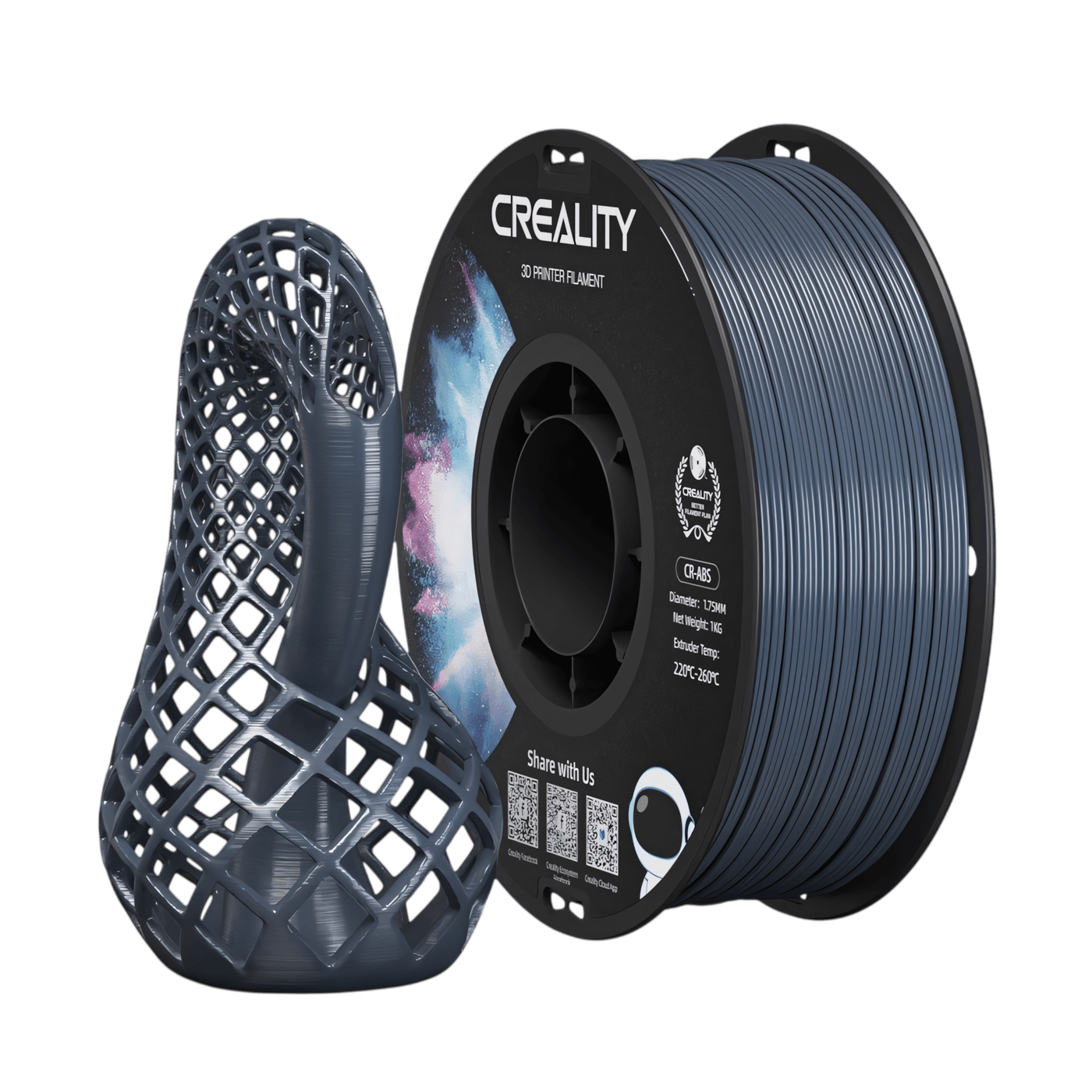 Creality CR-ABS Grey 1kg 3D printer filament spool for functional prints