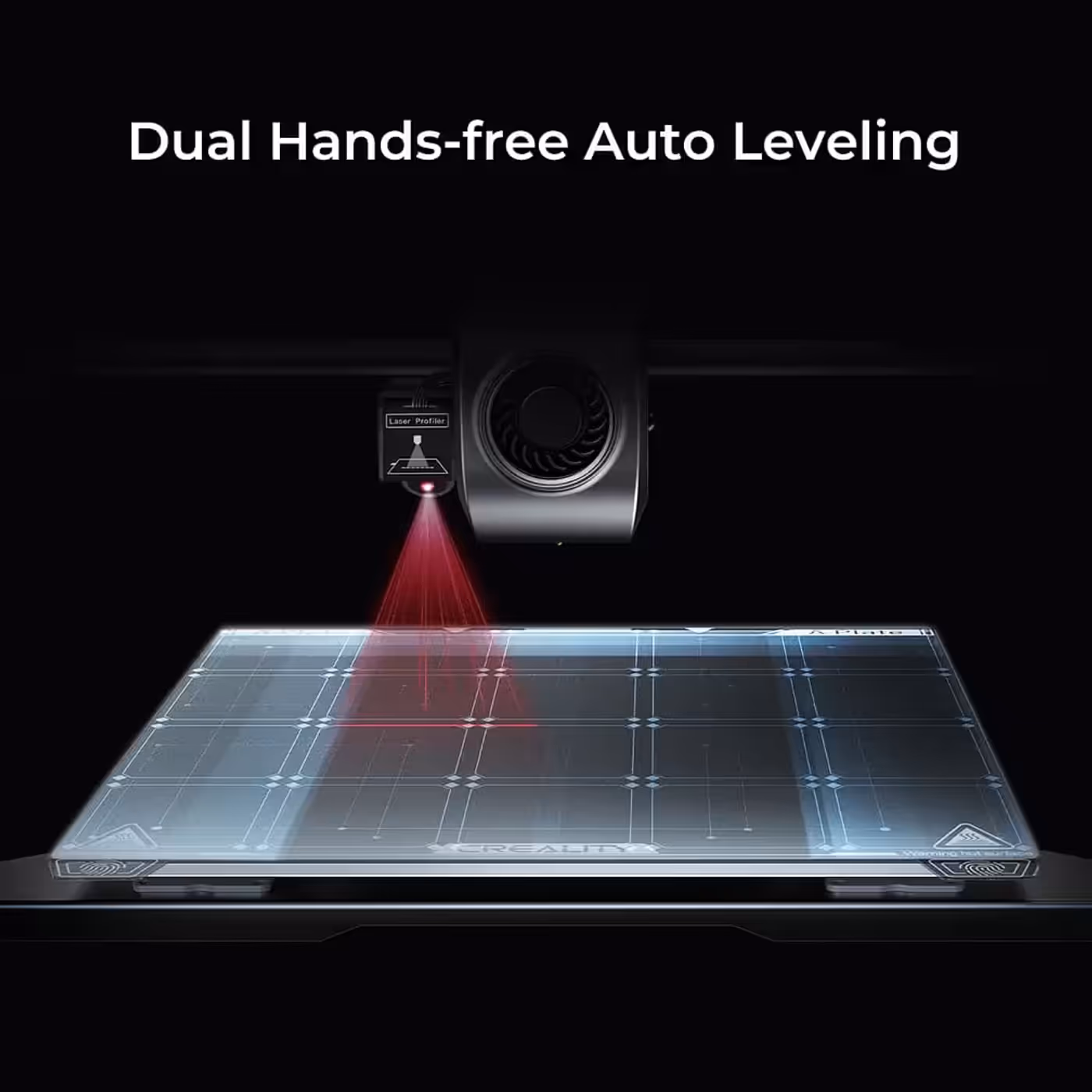Dual hands-free auto levelling on the Creality K1 Max, showing the levelling mesh