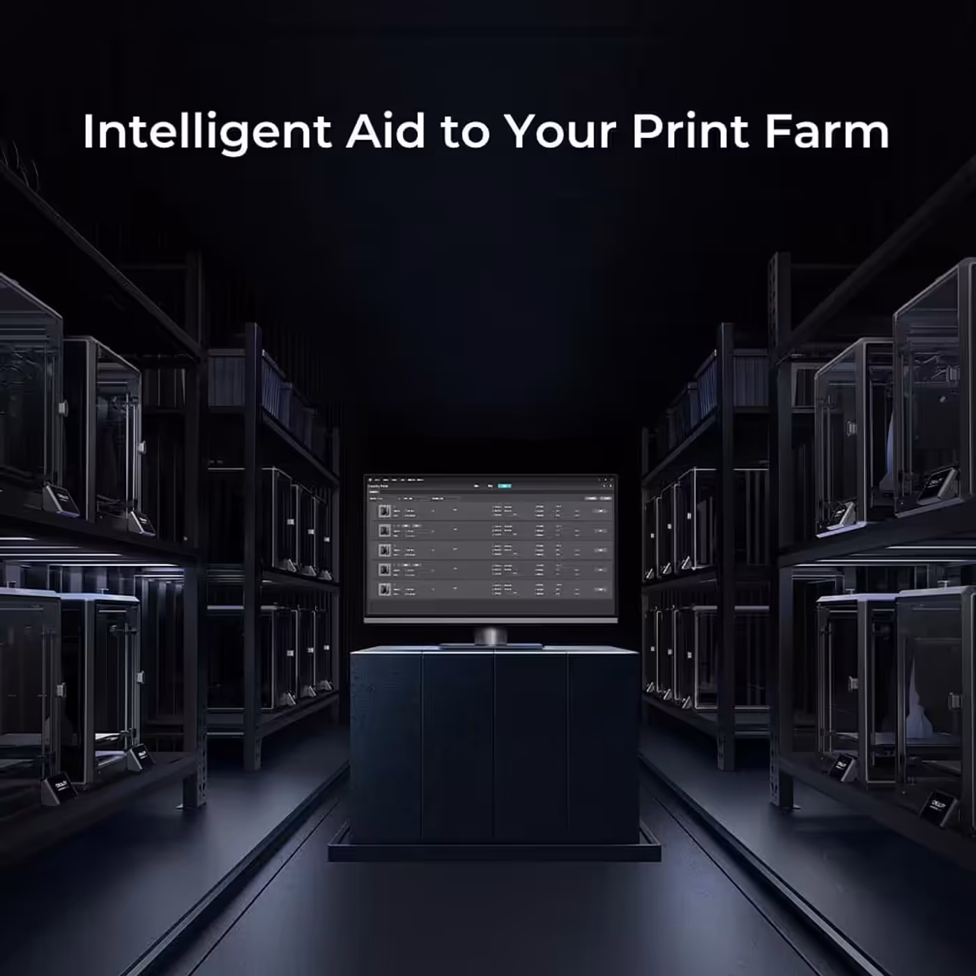 Multiple Creality K1 Max printers clustered as a print farm