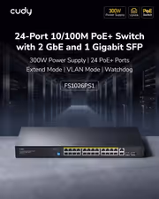 CUDY 24-Port PoE+ Switch 300W | 2× Gigabit + SFP - image 4