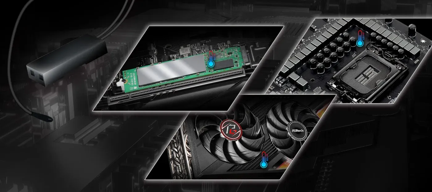 Customized Thermal Management feature showing thermistor cable and header