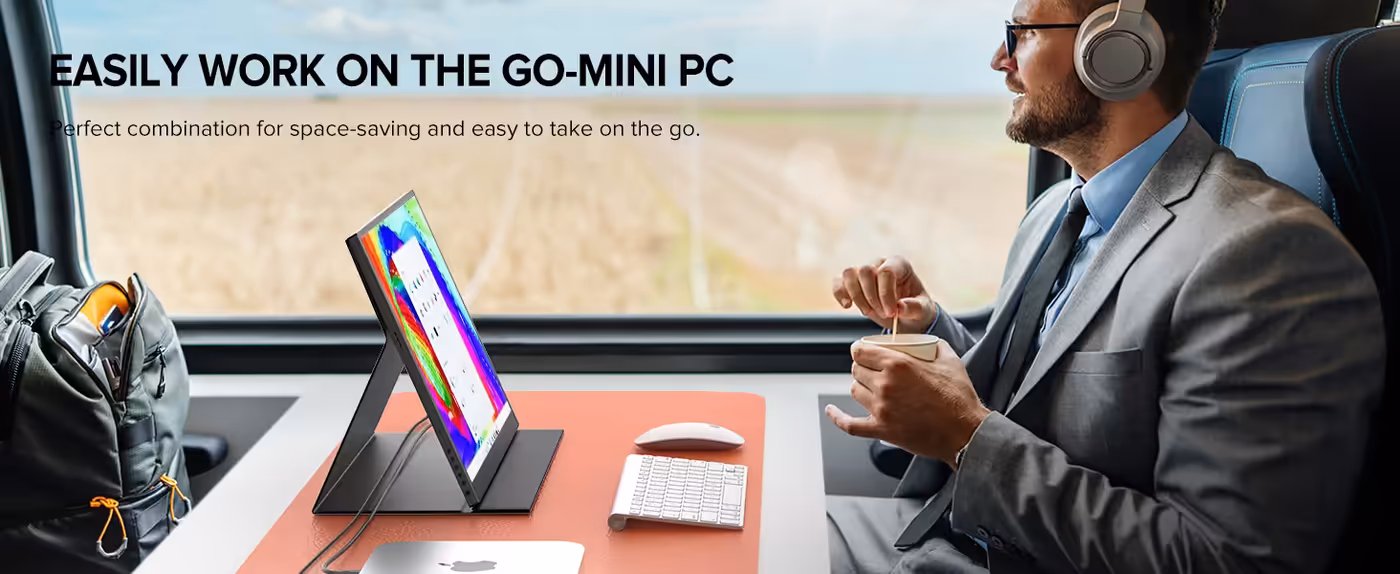 Eye care mode enabled on the portable monitor at night