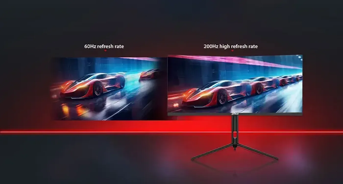Dahua ultrawide monitor rendering tear-free gameplay with Adaptive-Sync