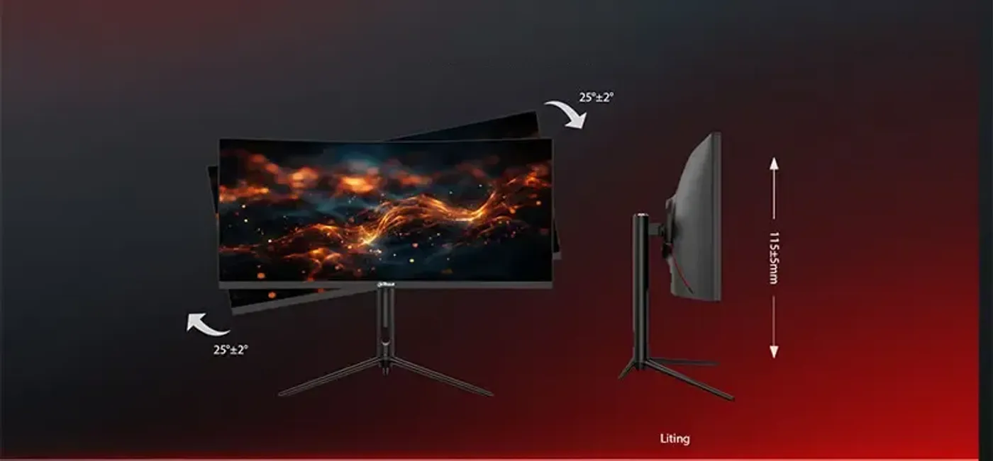 Dahua 30-inch ultrawide WFHD monitor shown at an angle on a desk