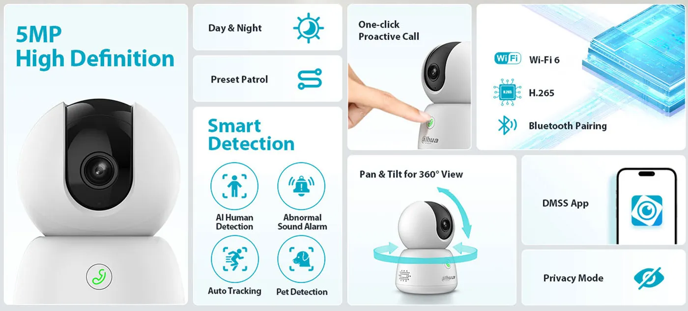 Dahua 5MP Indoor Security Camera Alternate View - Desktop