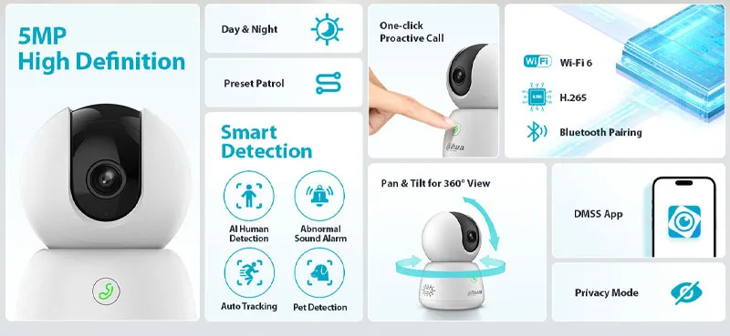 Dahua 5MP Indoor Security Camera Alternate View - Mobile