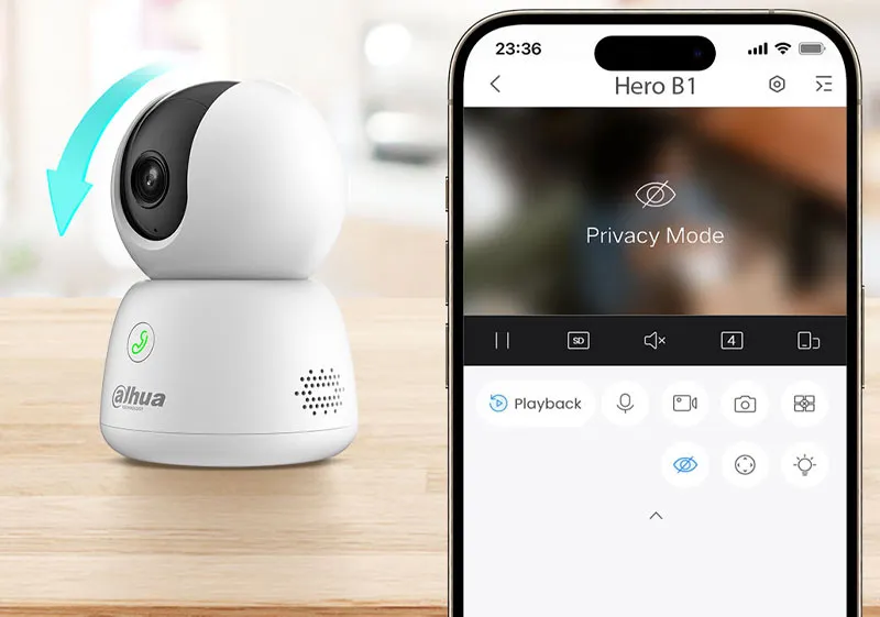 Dahua 5MP Indoor Security Camera Privacy Feature - Mobile