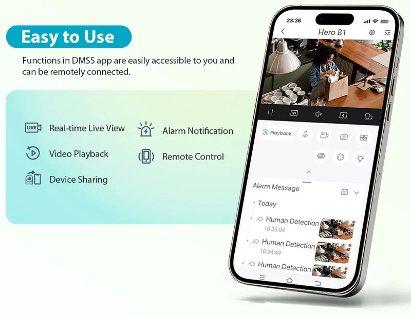 Dahua 5MP Indoor Security Camera - Safety Feature - Mobile