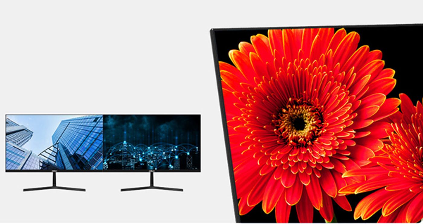 Slim three-sided bezel on the front of a Dahua monitor