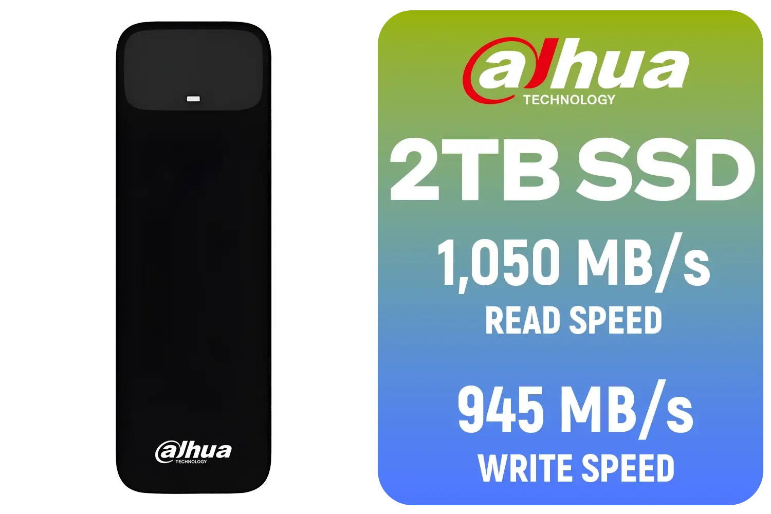 Dahua L7 M.2 2TB NVMe SSD / Read: Up to 1,050 MB/s Write: Up to 945 MB/s / Shock-resistant and drop-resistant design / Aluminum body with heat dissipation / Dual Type-C/Type-A cable included / DHI-PSSD-L7-2TB
