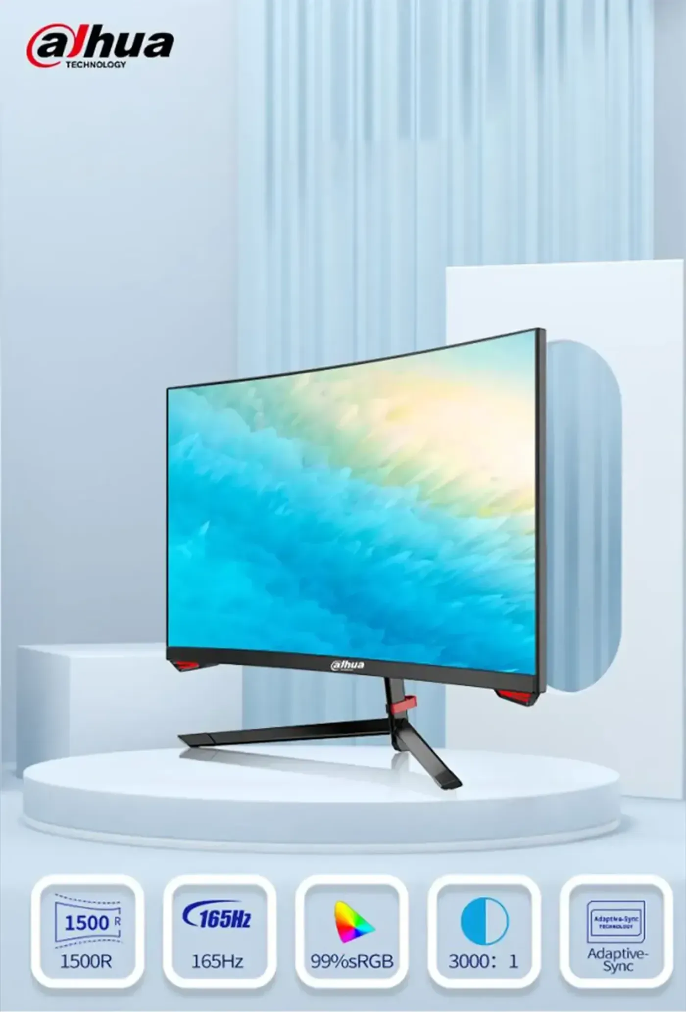 Side profile of the DAHUA 24-inch Full HD curved gaming monitor