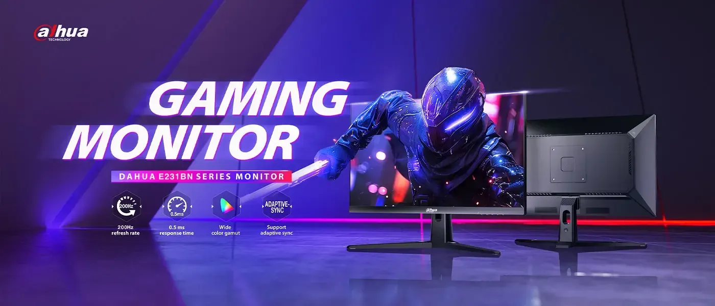 Dahua LM25-E231BN 24.5-inch gaming monitor shown front-on with thin bezels on its stand