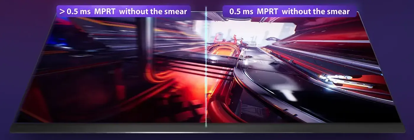 Monitor demonstrating 0.5ms response time for blur-free fast action
