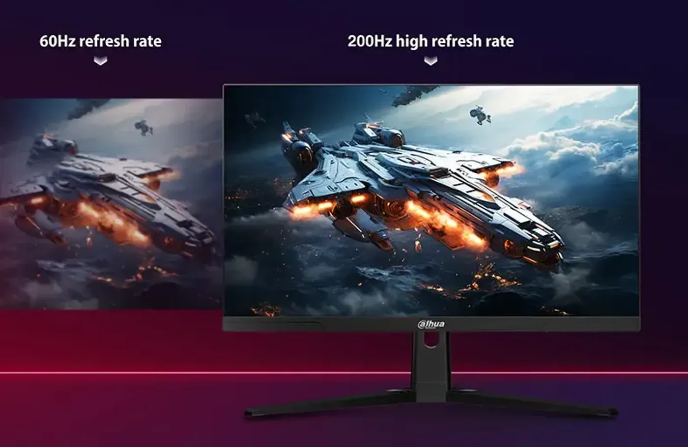 Gaming monitor displaying ultra-smooth 200Hz high refresh rate performance