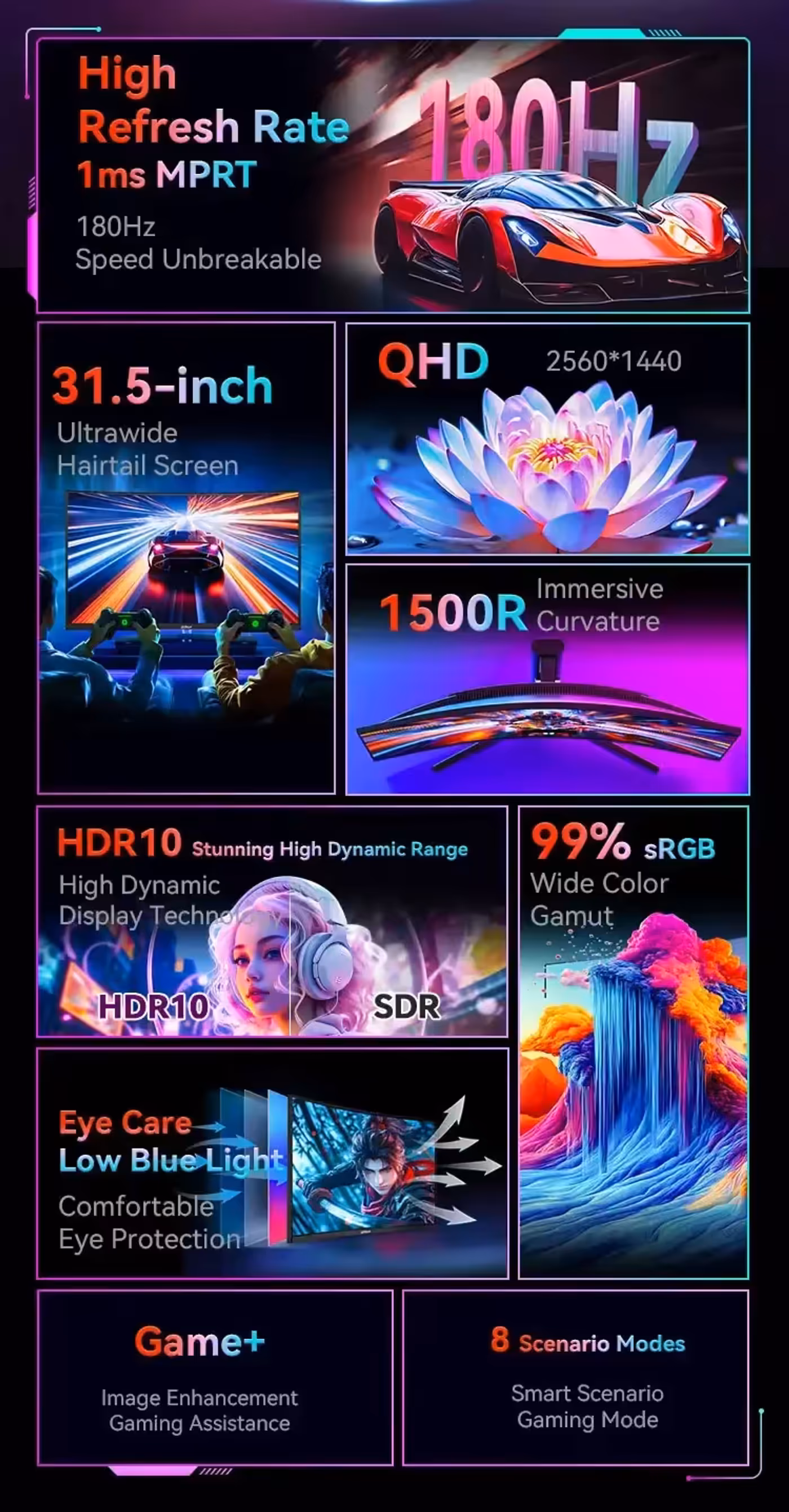 Fast-moving game scene rendered at 180Hz on the Dahua LM32-E330CA