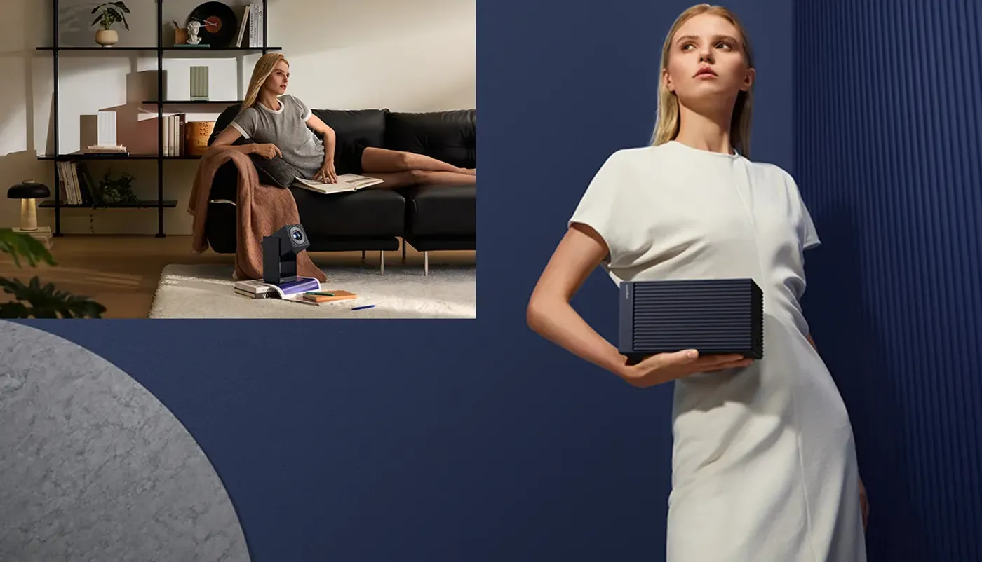 Compact Wanbo projector designed to fit easily on shelves like a book