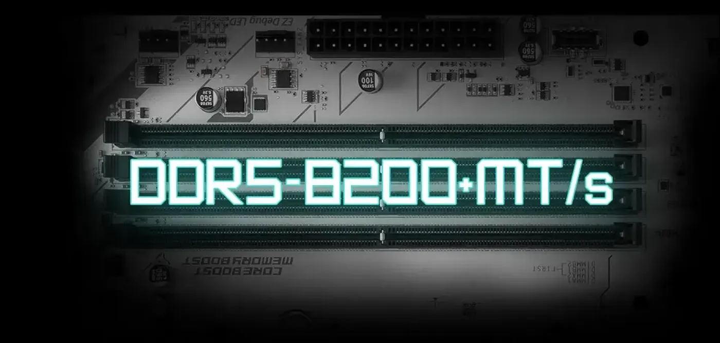 B850 GAMING PLUS WIFI6E motherboard highlighting DDR5 memory slots and SMT process